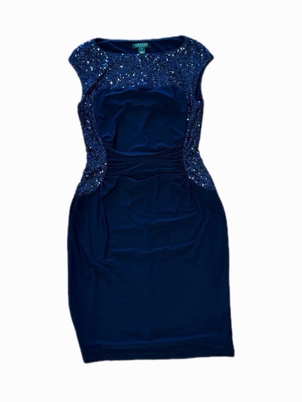 Lauren Ralph Lauren Navy Sequin Sheath Midi Dress